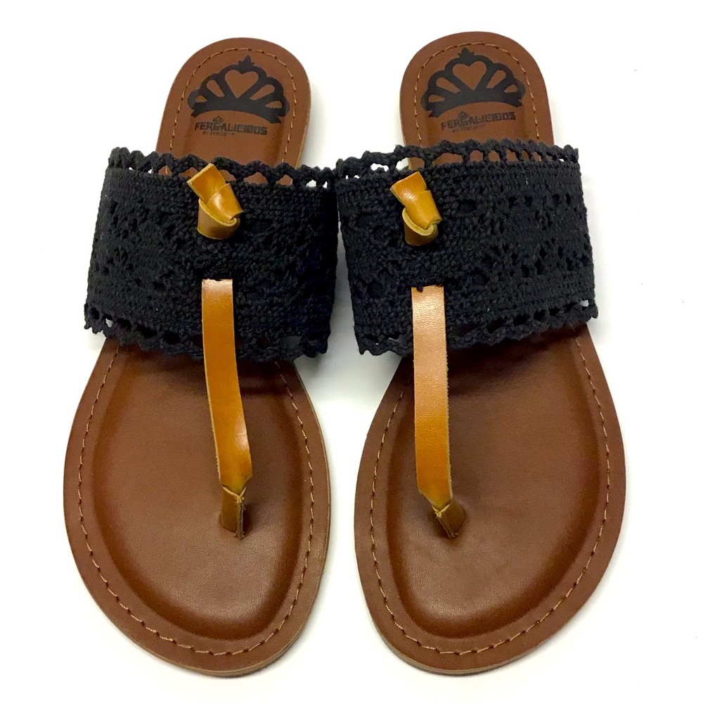 Fergalicious Black Thong Sandal  7